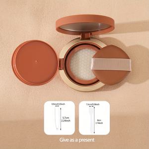 TEMU 세련되고 우아한 화장품 보관함, 브라운 쿠션 케이스, 그린 파우더 박스, 거울 및 퍼프 포함, 디스펜싱 도구 제공, 편리한 메이크업 케이스, 재사용 가능, 여행 필수품