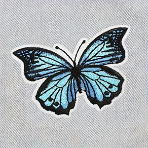 TEMU 블루 나비 다리미식/바느질식 자수 패치 1개, 모자, 셔츠, 청바지, 재킷에 적합 - 다리미 프레스 또는 바늘 스티치용 자수 패브릭 아플리케, DIY 공예 및 수리용 의류 장식