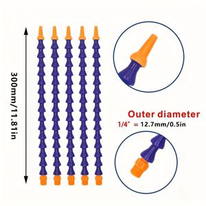 TEMU JRDS 유연한 파란색 및 노란색 플라스틱 냉각수 호스 (원형 노즐 포함) - 1/4인치, 3/8인치 및 1/2인치 BSP 외관 나사산에 적합, CNC 기계, 선반, 밀링 기계 및 자동차 냉각 시스템에 이상적