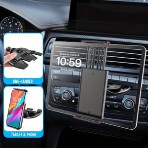 TEMU CD 슬롯 태블릿 및 휴대폰 홀더, CD 슬롯에 원클릭 설치, 안정적이고 미끄럼 방지, 4~12인치 태블릿 및 휴대폰용