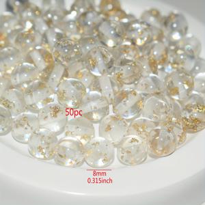 TEMU 16mm 10개, 12mm 30개, 8mm 50개 골드 클리어 루스 비즈, 팔찌 및 목걸이 제작용, 어버이날 선물 또는 선물로 완벽