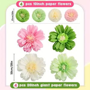 TEMU 8개 대형 종이 꽃, 다용도 휴일 파티 장식품 - 다양한 색상. 결혼식, 브라이덜 샤워, 생일파티, 세미나이트 파티, 계절 축제 및 홈 또는 이벤트 테이블 센터피스와 벽 장식에 적합