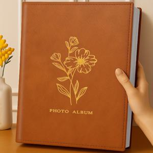 TEMU 빈티지 가죽 포토앨범, 8인치 1000장 수납 가능한 대용량 포토앨범, 메모리북, 가족 결혼식, 엽서, 커플 포토앨범, 약혼, 여행, 휴가, 생일, 신혼여행, 사진 수집 및 아름다운 시간 기록에 적합한 기념품