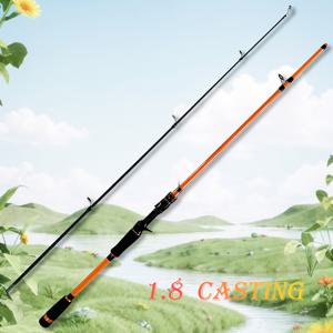 TEMU 오렌지색 블랙 디자인 카본 파이버 루어 로드 낚싯대 1.68m 2.1m 세그먼트 핸들 세라믹 가이드 링 디자인 아름답고 독특한 외관 블랙 피아노 래커 회전 금속 알루미늄 장식 M 톤