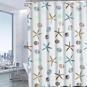 TEMU 샤워 커튼 1개, PEVA 소재, 바다 패턴 커튼, 간편한 세척, 사계절 욕실 장식, 가정용, 상단 리벳 구멍 포함, 욕실용, 프라이버시 장벽, 빠른 건조 및 세탁 가능, 암막, 샤워용, 세 가지 다른 패턴 선택 가능