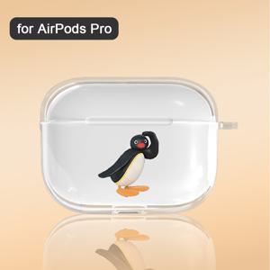 TEMU 스타일리시한 투명 이어폰 케이스, 펭귄 디자인, for airpods 4, 3, 2, 및 PRO 2와 호환 - 친구, 가족, 소녀, 또는 소년에게 완벽한 선물