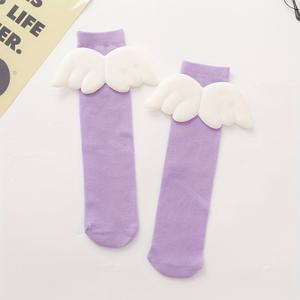 TEMU Knee-High 양말 봄/가을 여아용 하이 삭스 아기 날개 공주 만화 미드 삭스