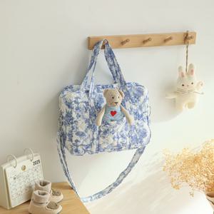 TEMU 2025년 신상 여성 플로럴 디자인 토트백, 쇼핑, 요가, 수영에 적합한 숄더백, 조절 가능한 스트랩이 있는 가벼운 기저귀 가방, 야외 유모차 정리함, 두 가지 색상 옵션으로 제공