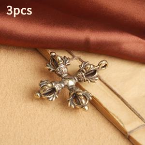 TEMU 3개 빈티지 황동 바자 펜던트 - 티베트 종교력과 보호 상징, 빈티지 스타일 장식품, 홈 또는 영적 연습을 위한 완벽한 선물