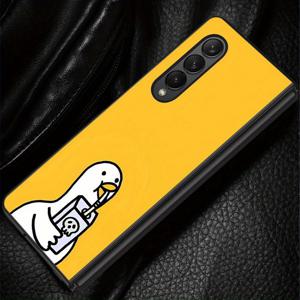 TEMU 휴대폰 케이스 - 멋진 음료와 오리 장식의 스타일리시한 폰 케이스, 삼성 갤럭시 Z 폴드 시리즈 모델 3부터 7까지 호환