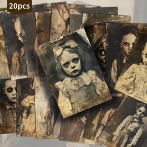 TEMU 20팩 ASSTSS 빈티지 호러 스푸키 인형 엽서 - 4x6 인치 잡지 종이, 소름끼치는 인형 아트, 스크랩북, 공예, 할로윈 파티 장식 및 빈티지 핀업 인형 컬렉션용 개인화 가능한 수집 카드
