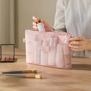 TEMU 메시 통기성 여행용 수납 가방 | 화장품 및 세면도구를 한 번에 정리 | 투명하고 모든 것을 쉽게 볼 수 있음 | 다양한 색상으로 제공, 대용량 메이크업 가방, 휴대용 화장품 파우치