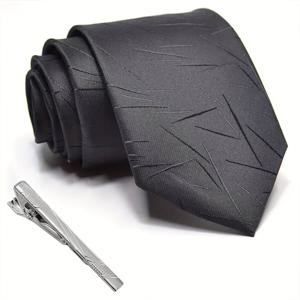 TEMU 2개/세트 비즈니스 넥타이 남성용 눈꽃 넥타이 및 넥타이 클립, 8cm/3.15인치 패션 눈꽃 넥타이, 비즈니스 행사, 결혼식, 면접, 직장 등에 적합하며 이상적인 선물 선택입니다.