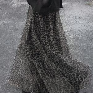 TEMU 가을 겨울 탄성 허리 투명 프린트 러플 캐주얼 다용도 메쉬 스티칭 A라인 스커트 (안감 포함), 우아한 여성용 롱 스커트