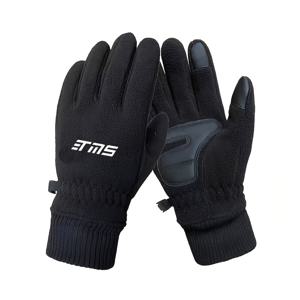 TEMU 가을 겨울용 터치스크린 호환 엄지와 검지 손가락이 있는 따뜻한 러닝 장갑, 미끄럼 방지, 내구성 강화, 스키, 자전거, 강아지 산책에 적합, 풀핑거 장갑, 블랙 한 켤레