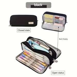 TEMU 마카롱 단색 시리즈 대용량 필통 | 접이식, 펜 삽입 가능 다기능, 휴대용 대용량 필통, 사무실 여행용 정리함