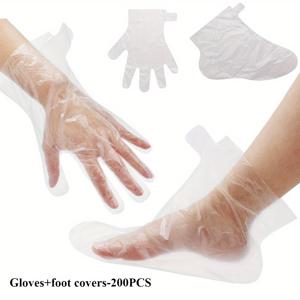 TEMU 200개 발 및 손용 파라핀 왁스 라이너, 플라스틱 투명 파라핀 바스 라인어, 스파 릴랙싱 보습용 일회용 파라핀 발백과 핸드 글러브