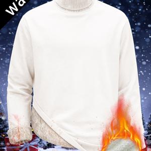 TEMU 운수년 OBM 2025 크리스마스 남성용 겨울 공용 ハイ넥 스웨트셔츠, 따뜻하고 편안함, 가을 및 겨울용, 캐주얼하고 스타일리시한 단색 ハイ넥 스웨트셔츠, 일상 레저에 이상적, 10°C 미만의 기온에서도 쉽게 쌀쌀함을 막아주며 몸을 쾌적한 일정 온도로 유지, 남성 패션 스웨트셔츠