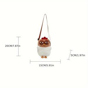 TEMU 1개 귀여운 치킨 크로스백, 여성용 플러시 폰 파우치, 일상용 카툰 소형 핸드백, 친구 선물