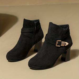 TEMU 여성용 하이힐 앵클 부츠 - 신상 가을/겨울 뾰족토 청키힐 부츠, 여성 신발