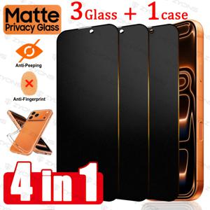 TEMU 아이폰 17 Pro Max/17 Pro/17/16 Pro Max/15 Pro Max/14/13/12/11용 4-In-1 무광 프라이버시 액정 보호 필름 (3개) + 케이스 (1개), 지문 방지, 부드러운 촉감, 듀얼 보호 스파이 방지 디자인 [폰 케이스 호환] 아이폰 액세서리