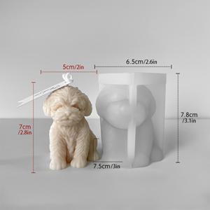 TEMU 1구멍 귀여운 앉은 곰 강아지 몰드 - DIY 캔들 & 비누 만들기용 불규칙 실리콘, 향기로운 수제 공예, 애완동물 테마 비누 & 캔들용 왁스 몰드 (유연함) - 취미 및 소규모 비즈니스용