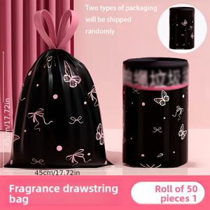 TEMU 50개입 리본 끈달린 쓰레기봉투 - 찢어지지 않는 주방용 쓰레기봉투, 두껍고 누수 방지, 스타일리시한 홈용 디자인