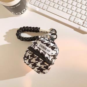 TEMU Qianniao Grid 영어 가방 | 직조된 짧은 나일론 손목 밴드, 휴대폰 케이스에 적합, 학생 수납에 다용도, Apple 무선 이어폰, 교환 가방, CCD 휴대용 손목 밴드, 걸이 체인