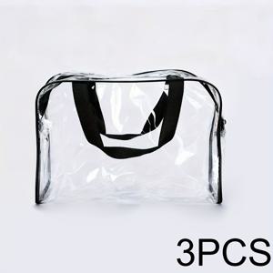 TEMU 1/3개입 고강도 투명 보관 백, 튼튼한 지퍼 및 손잡이 포함 | 여행용 대형 플라스틱 정리함, 장난감, 의류, 블록, 용품 보관 - 내구성이 뛰어난 다기능 직사각형 가방, 선반 바구니