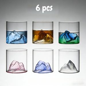 TEMU 무사시 디자인의 컬러풀한 200ml 유리컵 6개 세트. 일본 스타일로 커피, 차, 위스키에 적합 - 6가지 색상 (블루, 옐로우, 그린, 핑크, 퍼플)으로 제공