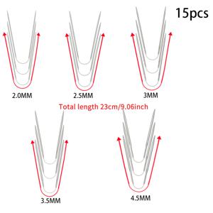 TEMU 15개 원형 뜨개질 바늘 세트, 23cm 스테인리스 스틸 원형 바늘 5가지 사이즈 포함, 2mm/2.5mm/3mm/3.5mm/4.5mm, 작은 인형, 양말, 소매, 모자, 장갑, 스웨터 칼라, 동전 지갑 및 애완 동물 스웨터에 적합