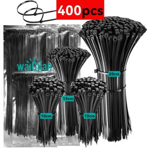 TEMU 400pcs Bla Zip Ties Assorted Sizes 4+6+8Inch, WalQuan Multi-Purpose Self-Loing Nylon Cable Tie, Wire Tie Perfect for Home, Garden Trellis, Offi, Garage and Workshop.