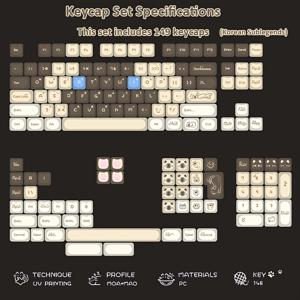TEMU Ragdoll MAO 키캡 세트 - 캔디 컬러 키캡, 광택 마감, 기계식 키보드 호환 (핑크 & 멀티 컬러, 149개 키)