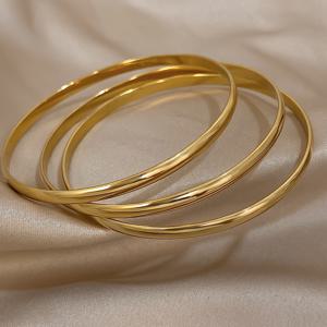 TEMU 얇은 곡선 스테인리스 스틸 팔찌 세트, 3개/세트 광택 곡선 골드 팔찌, 여성 남성용 스테인리스 스틸 뱅글 주얼리
