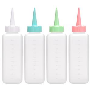 TEMU 4개입 200ml 리필 가능한 헤어 염색 병, 정밀 애플리케이터 포함 - 투명, 측정 눈금, 쉬운 헤어 컬러 적용을 위한 캡