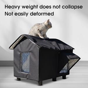 TEMU 겨울 야외용 고양이와 개용 보호소 - 두꺼운, 따뜻한, 방수, 방풍 옥스포드 천 하우스와 안전한 울타리