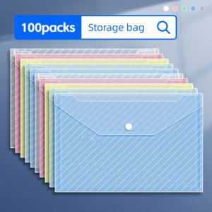TEMU 클래식 A4 트윌 문서 가방 100개 세트, 시험지 및 자료 보관에 넉넉한 공간, 지퍼형 투명 PP 아카이브 가방으로 사무실 및 학교 사용에 이상적