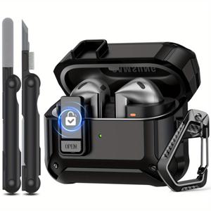 TEMU 삼성 갤럭시 버즈 3 프로/버즈 3 호환 케이스 및 청소 키트 포함, 남녀공용 풀 보호 하드 커버 쉘과 안전 잠금 클립