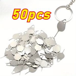 TEMU 50개 범용 SIM 카드 이젝터 핀 스테인리스 스틸 바늘 오프너 키, 스마트폰 SIM 트레이 제거 도구