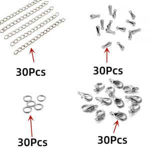 TEMU 30세트 테일 체인 핸드메이드 연장 체인, 랍스터 클라스프 및 드롭렛 톤 확장 커넥터 DIY 주얼리 만들기용
