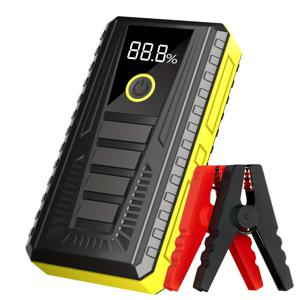 TEMU 휴대용 차량 스타터 - 배터리 부스터, 점프 케이블, 파워 뱅크, 최대 5.0L 가솔린 및 3.0L 디젤 엔진용 12V 스타터 배터리 팩에 적합, LCD 디스플레이 및 LED 라이트 탑재