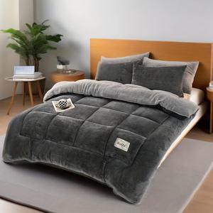 TEMU 단색 두꺼운 보온 눈꽃 플리스 겨울 이불 양털 충전