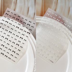 TEMU 2개입 리본 네일 스티커 - 일반 젤 폴리쉬 호환, 3D 및 2D 장식, 일회용 네일 아트 (귀여운 손, 파티, 웨딩용)