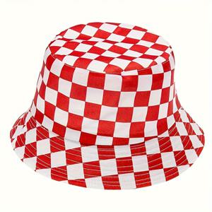 TEMU 여성용 하라주쿠 스타일 흑백 체커보드 버킷햇, 활용도 높은 스트리트웨어 선햇, 접이식 봄/여름 야구캡