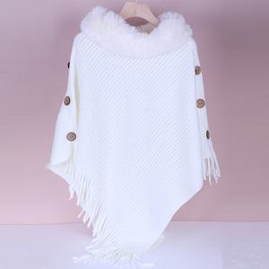 TEMU 신상 가을/겨울 풀오버 케이프, 해외 마켓 디자인, 미디엄 길이 스타일 & 사이드 버튼 디테일