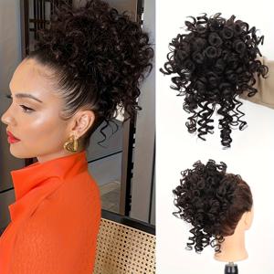 TEMU 시크한 12인치 워터 웨이브 숏 헤어 번 - 합성, 열에 강한 일상 및 파티용