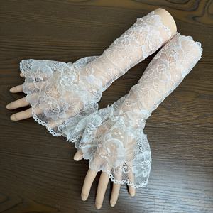 TEMU SOKUCI 여성용 엘레강스 레이스 핑거리스 장갑 - 신축성 있는 단색(//누드) 시스루 손목 장갑, 결혼식, 파티, 특별 행사용 - 손세탁 전용, 신부, 하객, 데일리웨어용으로 편안함