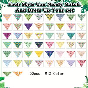 TEMU 강아지용 여름 반다나 50개 묶음 과일 강아지 반다나 애완동물 반다나 하와이안 삼각 스카프 턱받이