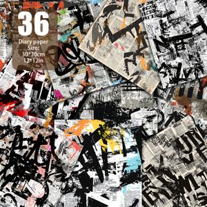 TEMU 어반 스트리트 스타일 신문, 레이어드 텍스트, 거친 손상된 질감 및 하이 그래픽 특징, 스트리트 컬처 콜라주, 모던 아트 배경 및 개인화된 장식에 적합, 12인치 x 12인치, 36매