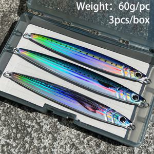 TEMU Fishing Master는 60G, 80G, 100G의 무게로 제공되는 장거리 캐스팅 메탈 피크 세트를 제공합니다. 이 아이리스 선켄 베이트는 심해 및 참치 낚시에 적합하게 설계되었으며, 내구성이 뛰어난 구리 합금으로 제작되었으며 트리블 훅이 장착되어 있습니다.